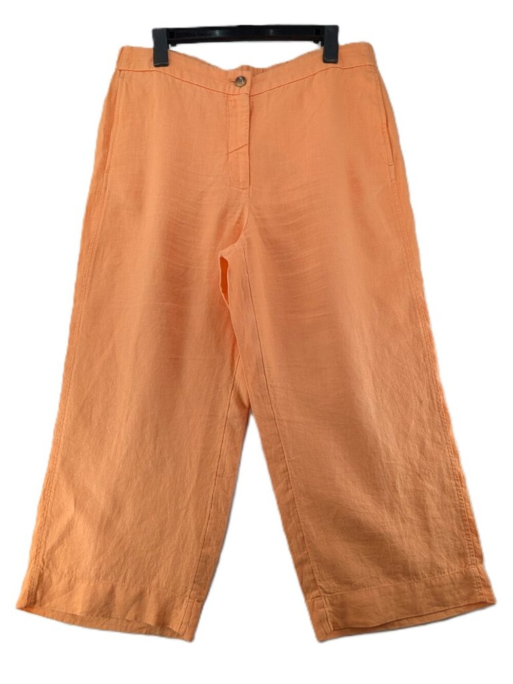 J Jill Love Linen Crop Pants Womens Size M Pockets Wide Leg Tangerine Orange